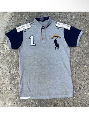Vintage Polo Ralph Lauren Custom Fit Big Pony Rugby Shirt Medium #1 Polo Club